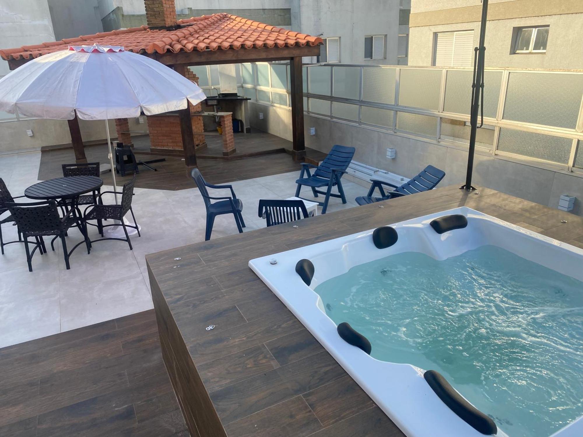 Cobertura Guaruja Apto Com Jacuzzi E Churrasqueira Extérieur photo